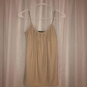 sparkly cream tank top with bra lining inside